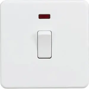 Knightsbridge Screwless Single Switch with Neon 1 Gang 20A 2 Pole Matt White - SF8341NMW