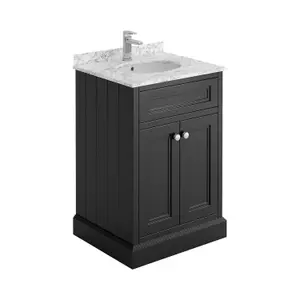 Fairmont Black Square Floor Standing Vanity Unit (W)600mm