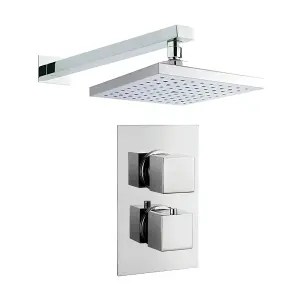 Square Wall Concealed Thermostatic Shower Valve Set with Fixed Head - Chrome