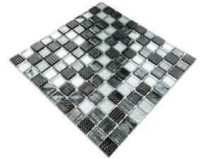 Glass mosaic on mesh for bathroom or kitchen 300mm x 300mm - Storm