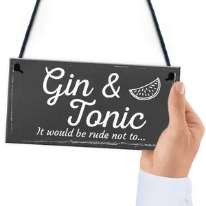 Red Ocean Gifts For Women Gin Tonic Plaque Novelty Garden Pub Bar Man Cave Sign