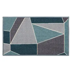 JVL Fiora Machine Washable Doormat and Runner, Duck Egg