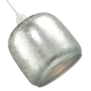 Modern Matte Silver Foil Wrap Print Glass Pendant Light Shade with Chunky Body