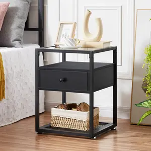 NS 1 Drawer Bedside Table Black