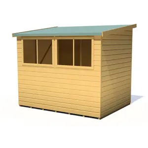 Shire Norfolk Workshop Pent Shed 8x6 Double Door 19mm Loglap Style A