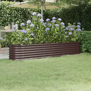 Berkfield Garden Planter Powder-coated Steel 224x40x36 cm Brown