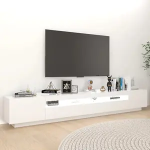 Berkfield TV Cabinet with LED Lights White 260x35x40 cm