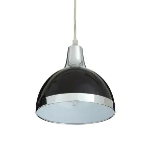 Interiors by Premier Jasper Black Shade and Chrome Pendant Light