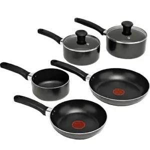 Tefal Delight B020S544 Non-stick 5 Pc Saucepan Cookware Set, Black