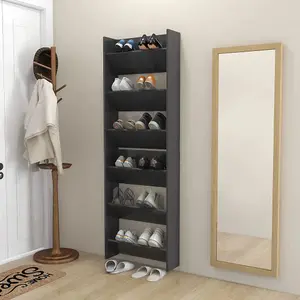 Wall Shoe Cabinets 2 pcs Grey 60x18x90 cm Engineered Wood