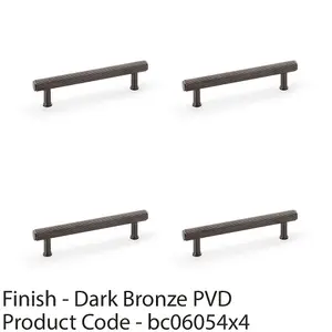 4 PACK - Reeded T Bar Pull Handle - Dark Bronze 128mm Centres SOLID BRASS Drawer Lined