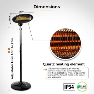 Pro Elec PEL01218 2kW Free Standing Infrared Heater