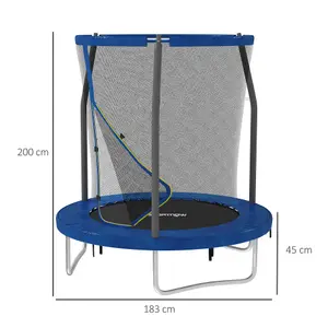 SPORTNOW 6ft Outdoor Trampoline with Safety Enclosure Net, Blue