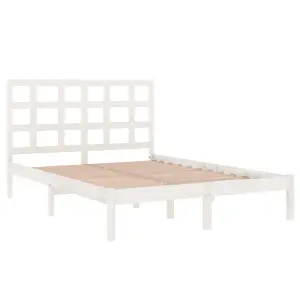 Berkfield Bed Frame White Solid Wood 135x190 cm 4FT6 Double