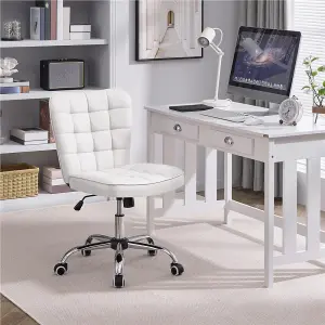 Yaheetech Modern Desk Chair with Adjustable Seat Height - White