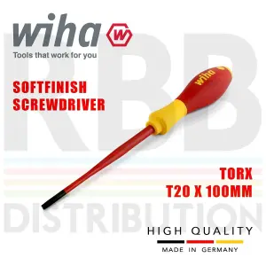 Wiha Screwdriver Torx SlimFix T20 Head 1000v VDE Electrician SoftFinish 36538