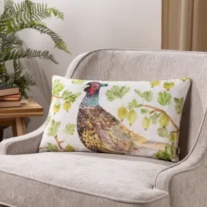 Evans Lichfield Grove Pheasant Rectangular Printed Feather Filled Cushion