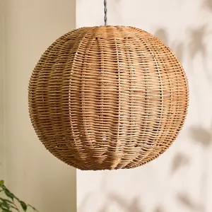 Traditional Roscoe Rattan Round Easy Fit Decor Ceiling Shade H30 x D35cm