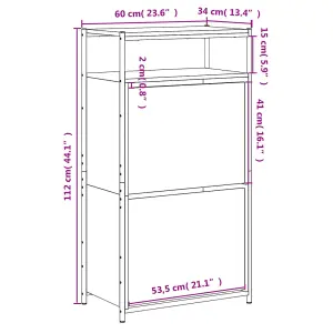 Shoe Cabinet Smoked Oak 60x34x112 Engineered Wood