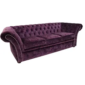 Chesterfield 3 Seater Sofa Modena Amethyst Purple Velvet In Balmoral Style