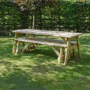 Oakham 6ft Picnic Table and Bench Set - L183 x W91 x H72 cm - Light Green