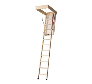 DJM Deluxe 3-Section Timber Loft Ladder with Insulated Hatch 120 x 70cm