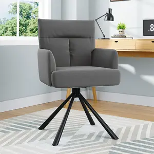 Grey Modern Upholstered Swivel Armchair with Legs 94cm H