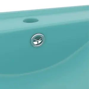 Belfry Bathroom Grenkie 600mm L x 460mm W Ceramic Rectangular Sink with Overflow Light Green