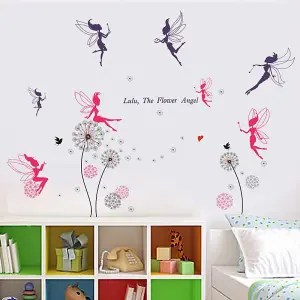 Walplus Combo Kids Fairies Wall Sticker + Walplus Pink Dandelion PVC