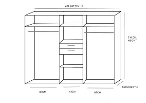 ROMA White And Oak 5 Door wardrobe