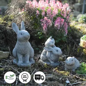 Set of 3 Bunny Rabbit Garden Ornaments