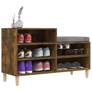 Berkfield Shoe Cabinet Smoked Oak 102x36x60 cm Engineered Wood