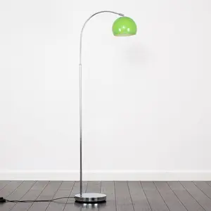 Derosier 152cm Arched Floor Lamp Chrome / Green