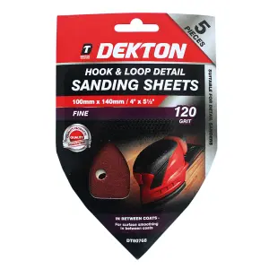 Dekton 20pc 120 Grit Hook And Loop Detail Sanding Sheet 100mm X 140mm