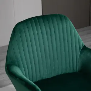 HOMCOM Modern Accent Chair Velvet-Feel Upholstered Lounge Armchair Green