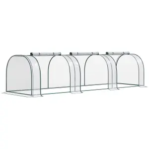 Outsunny Tunnel Greenhouse Steel Frame for Garden Backyard w/ Zipper Doors