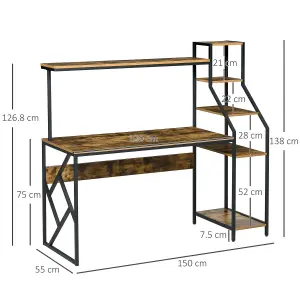 HOMCOM Computer Desk with Shelves Home Office Study Table for Small Spaces