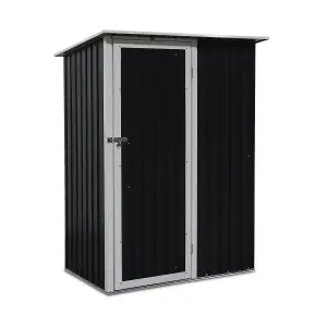 (4.6 X 3.1FT) 1.36m² Metal garden shed - LYS grey and white - Tool shed with single latch door ground fixing kit supplied