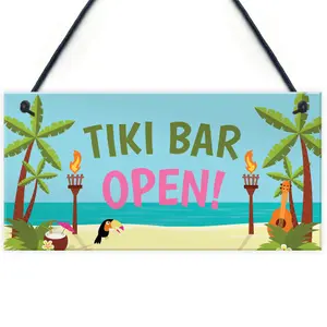 Red Ocean Welcome Tiki Bar Signs Novelty Bar Decor Gifts Hanging Signs For Home Bar Garden Bar Gifts