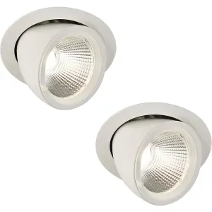 2 PACK Fully Adjustable Ceiling Downlight - 36W Cool White LED - Matt White