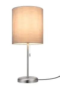 GoodHome Penistone Straight Brushed Grey Chrome effect Table lamp