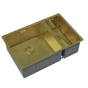 Liquida EL670BR 1.5 Bowl PVD Undermount Brushed Brass Kitchen Sink