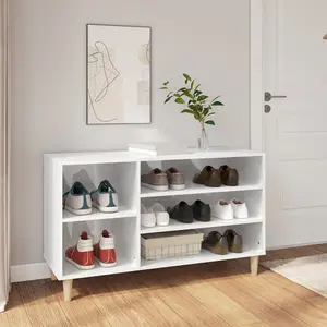 Berkfield Shoe Cabinet High Gloss White 102x36x60 cm Engineered Wood