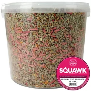 1L SQUAWK Premium Wild Bird Food - All Season Seed Quality Garden Feed Mix