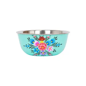 BillyCan Hand-Painted Picnic Snack Bowl - 14.5cm - Mint Pansy