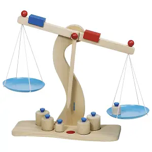 Goki Wooden Scales w/ Weights Metal Dishes Learning Resource Childrens Toy