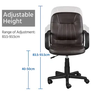 Yaheetech Adjustable Faux Leather Office Chair with wheels and Armrests - Brown