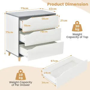 Costway 3-Drawer Chest Storage Cabinet Dresser Freestanding Organizer Anti-tripping