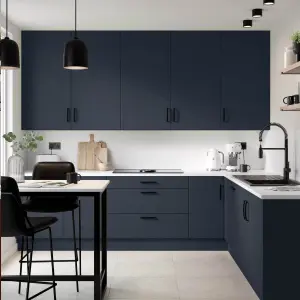 Premium Kitchens Ethos Matt indigo Standard Clad on wall panel (H)960mm (W)360mm