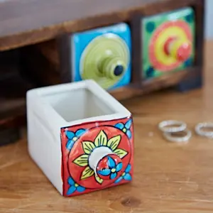 Hand Painted Multicoloured Ceramic 3 Drawer Chest